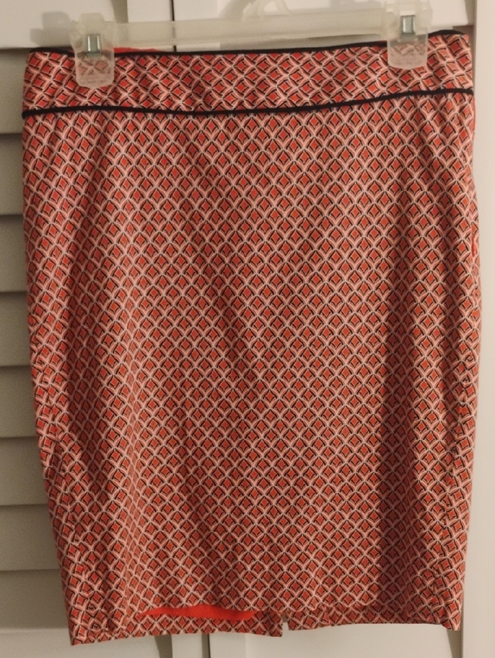 The Limited Coral Geometric Pencil Skirt